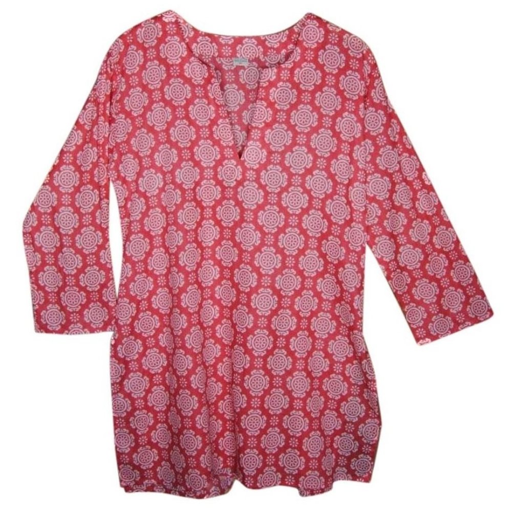 Tory Burch Style Print Cotton Tunic, Cerise - NWT